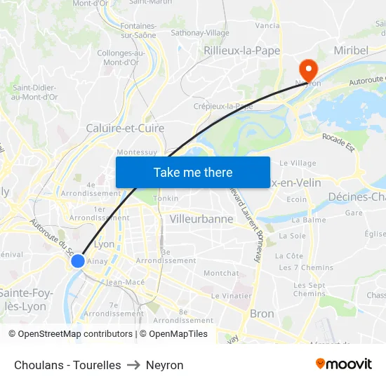 Choulans - Tourelles to Neyron map