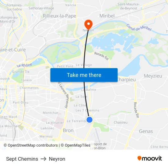 Sept Chemins to Neyron map