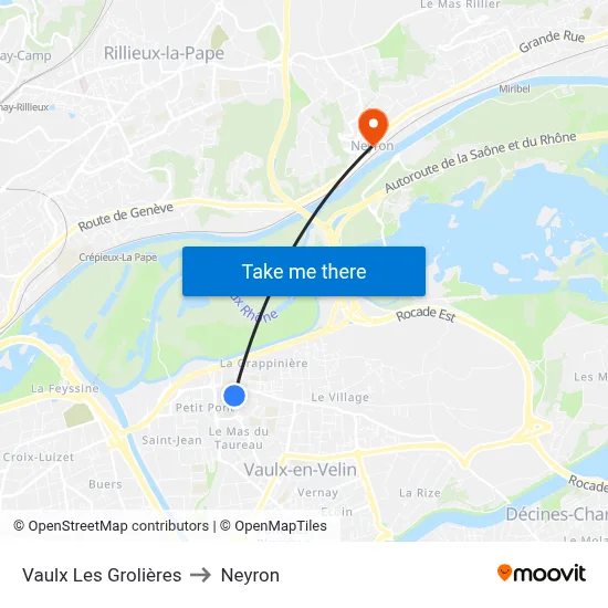 Vaulx Les Grolières to Neyron map