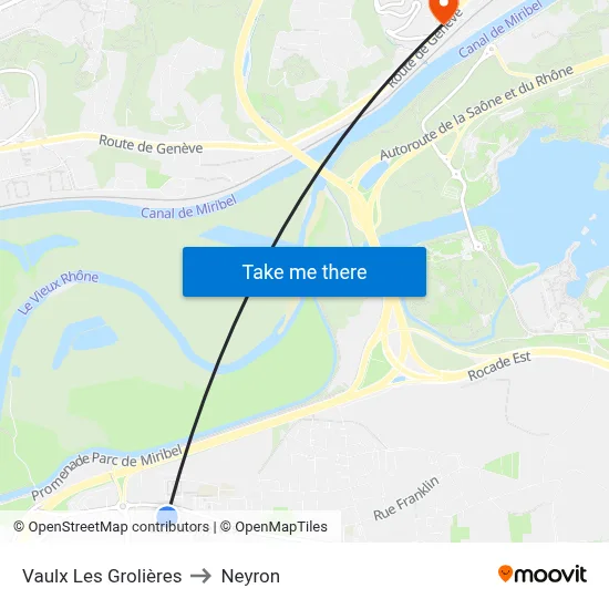 Vaulx Les Grolières to Neyron map
