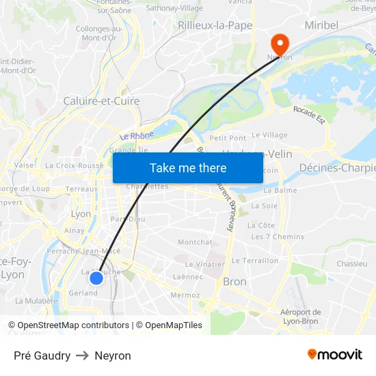 Pré Gaudry to Neyron map