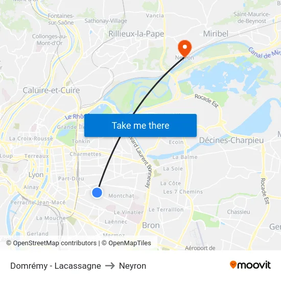 Domrémy - Lacassagne to Neyron map
