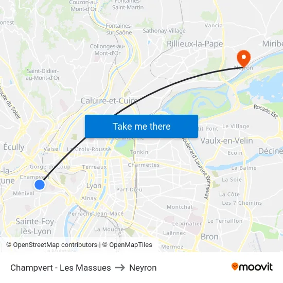 Champvert - Les Massues to Neyron map