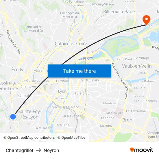 Chantegrillet to Neyron map