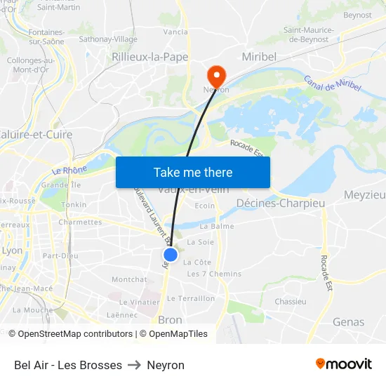 Bel Air - Les Brosses to Neyron map