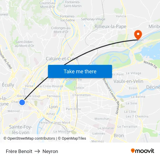 Frère Benoît to Neyron map
