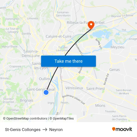 St-Genis Collonges to Neyron map