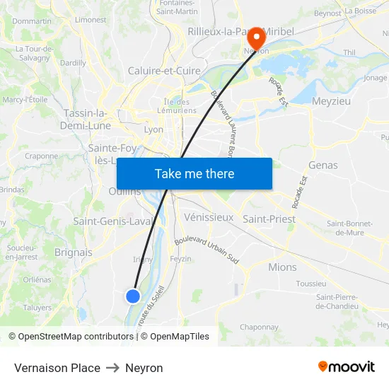 Vernaison Place to Neyron map