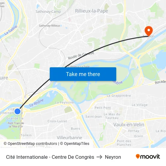 Cité Internationale - Centre De Congrès to Neyron map