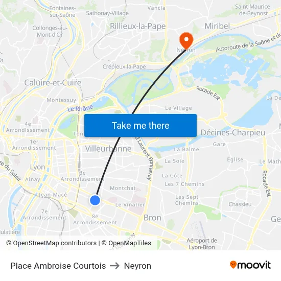Place Ambroise Courtois to Neyron map