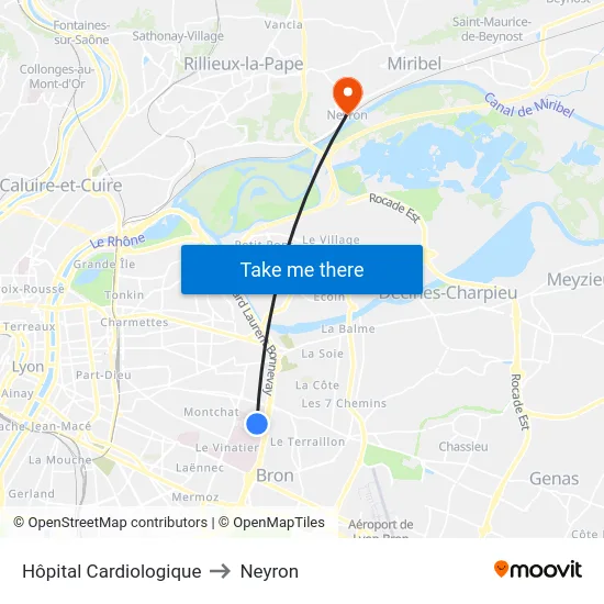 Hôpital Cardiologique to Neyron map