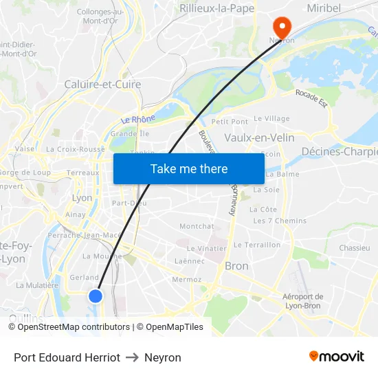Port Edouard Herriot to Neyron map