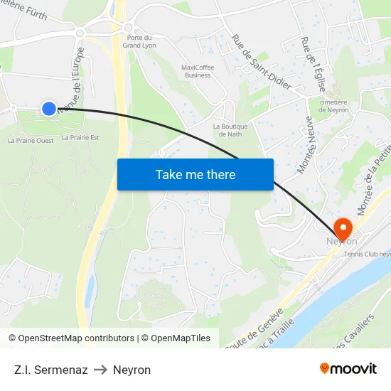 Z.I. Sermenaz to Neyron map