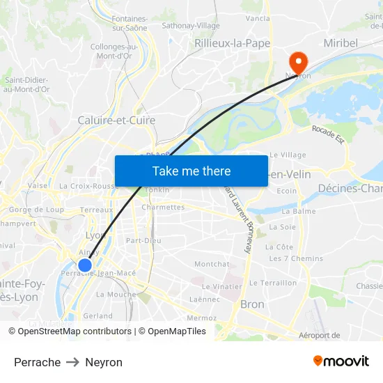 Perrache to Neyron map