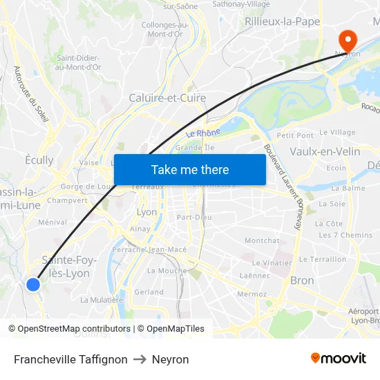 Francheville Taffignon to Neyron map