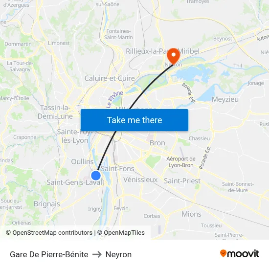 Gare De Pierre-Bénite to Neyron map
