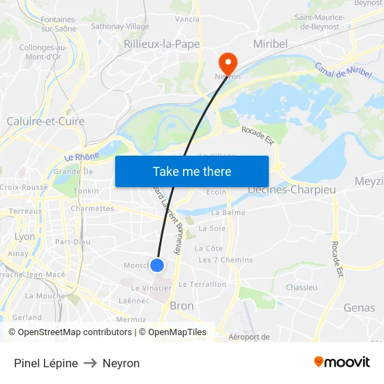 Pinel Lépine to Neyron map