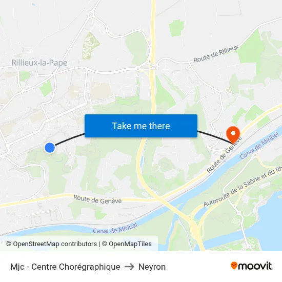 Mjc - Centre Chorégraphique to Neyron map