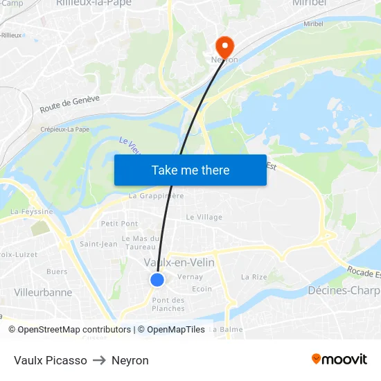 Vaulx Picasso to Neyron map