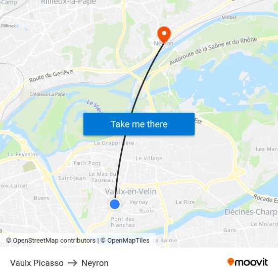 Vaulx Picasso to Neyron map