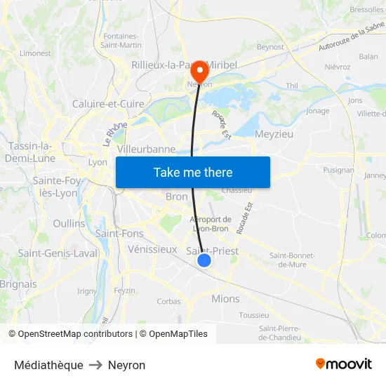 Médiathèque to Neyron map