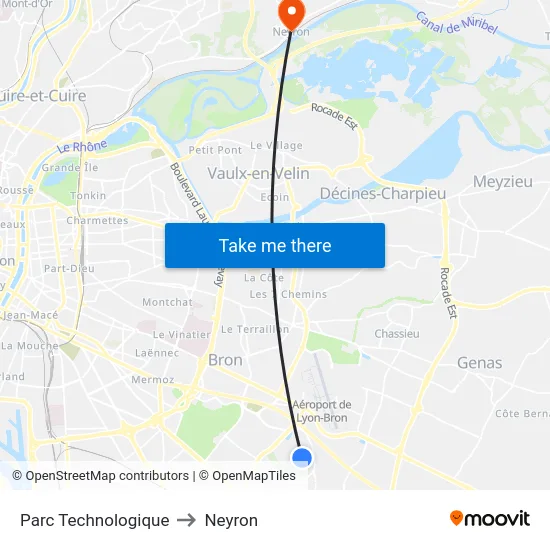 Parc Technologique to Neyron map