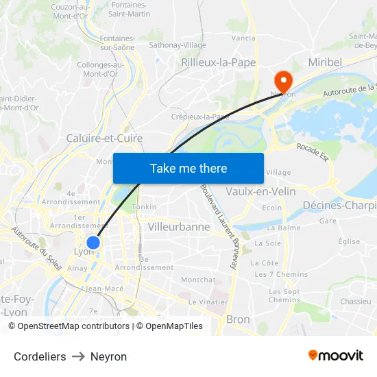 Cordeliers to Neyron map
