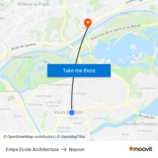 Entpe Ecole Architecture to Neyron map