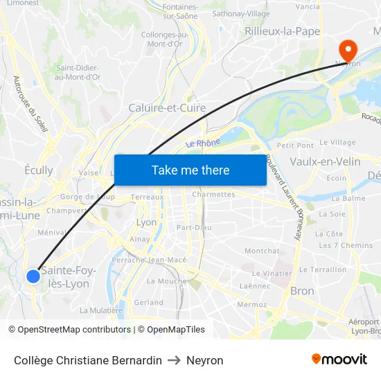 Collège Christiane Bernardin to Neyron map