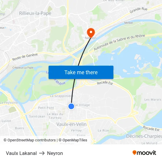 Vaulx Lakanal to Neyron map