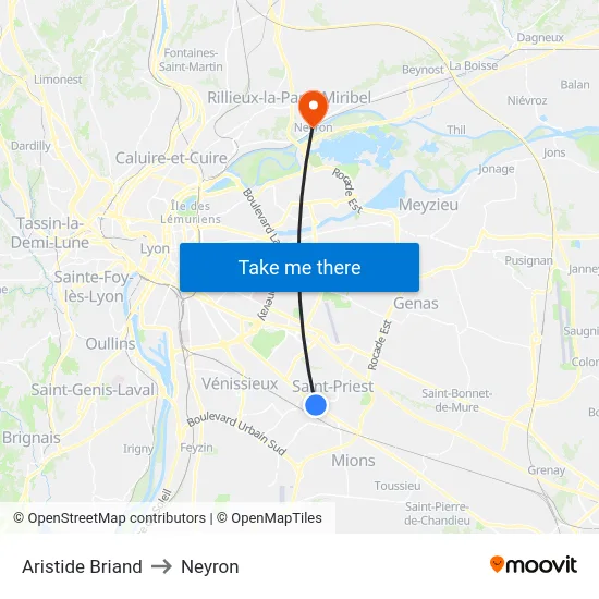 Aristide Briand to Neyron map