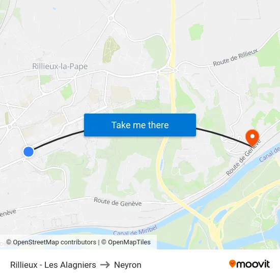 Rillieux - Les Alagniers to Neyron map