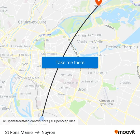 St Fons Mairie to Neyron map