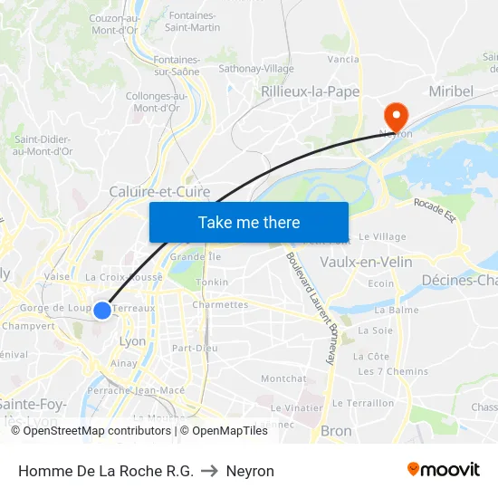 Homme De La Roche R.G. to Neyron map