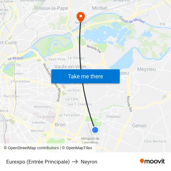 Eurexpo (Entrée Principale) to Neyron map