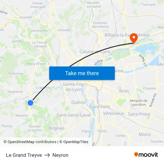 Le Grand Treyve to Neyron map
