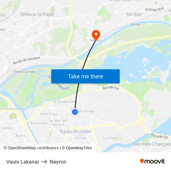 Vaulx Lakanal to Neyron map