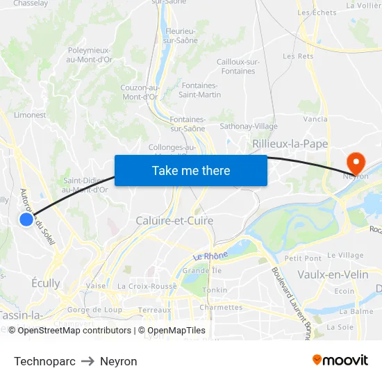 Technoparc to Neyron map