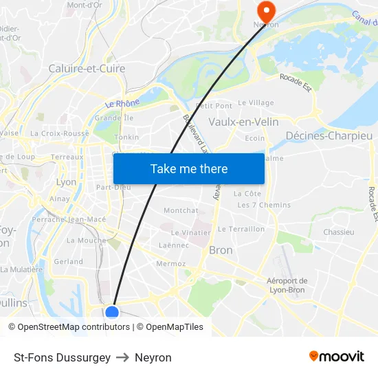 St-Fons Dussurgey to Neyron map