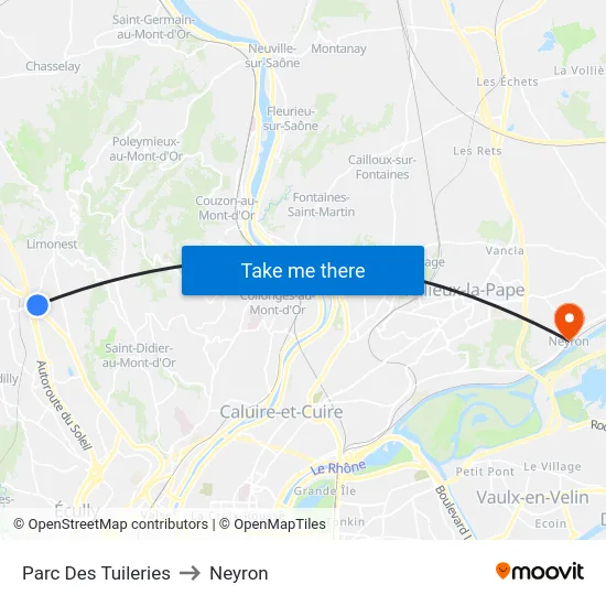 Parc Des Tuileries to Neyron map