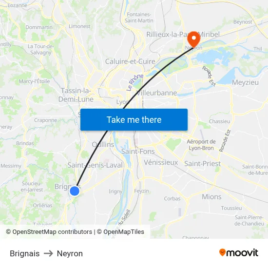 Brignais to Neyron map