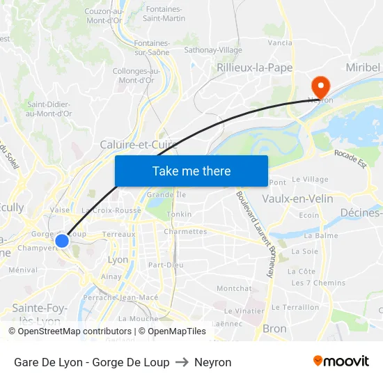 Gare De Lyon - Gorge De Loup to Neyron map