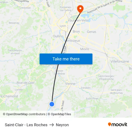 Saint-Clair - Les Roches to Neyron map