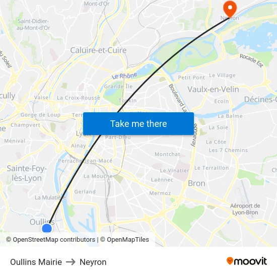 Oullins Mairie to Neyron map