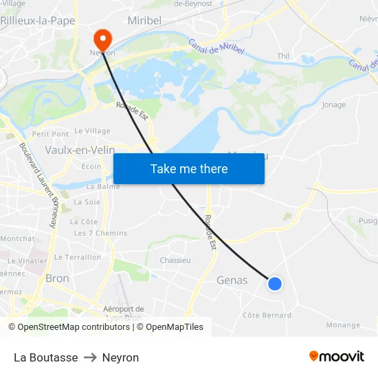 La Boutasse to Neyron map