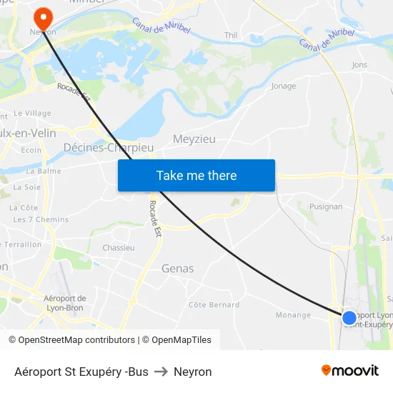 Aéroport St Exupéry -Bus to Neyron map