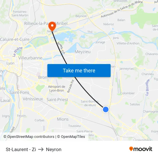 St-Laurent - Zi to Neyron map