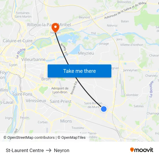 St-Laurent Centre to Neyron map