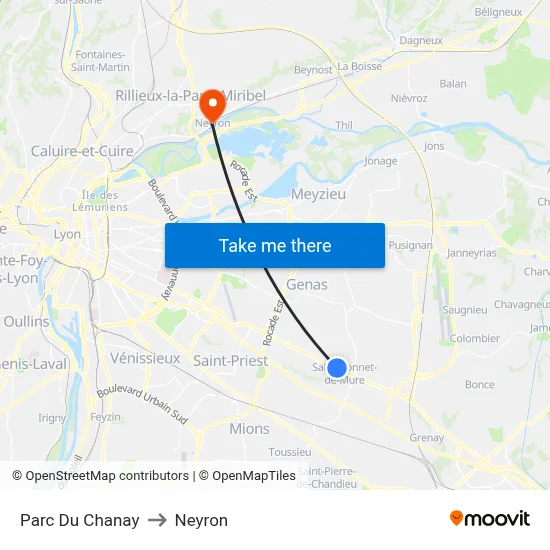 Parc Du Chanay to Neyron map