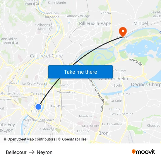 Bellecour to Neyron map